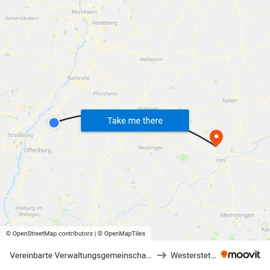 Vereinbarte Verwaltungsgemeinschaft Bühl to Westerstetten map