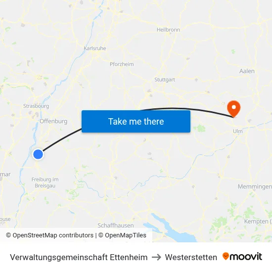 Verwaltungsgemeinschaft Ettenheim to Westerstetten map