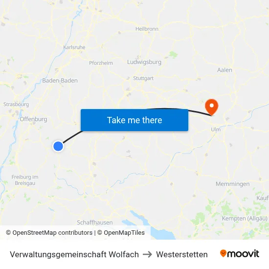 Verwaltungsgemeinschaft Wolfach to Westerstetten map