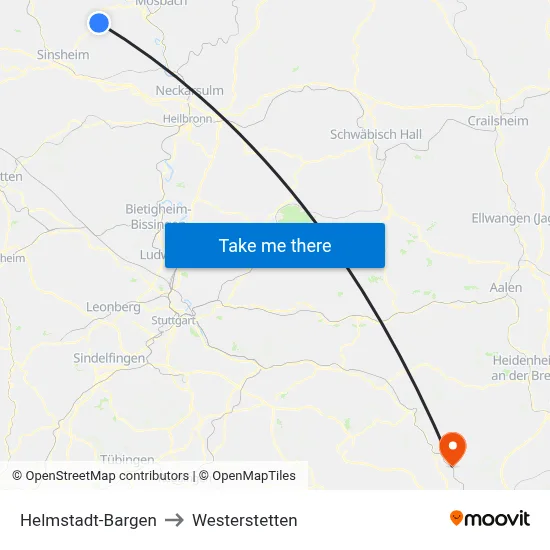 Helmstadt-Bargen to Westerstetten map
