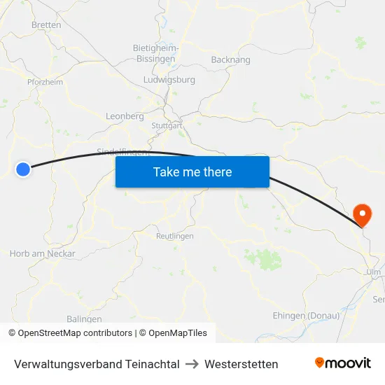Verwaltungsverband Teinachtal to Westerstetten map