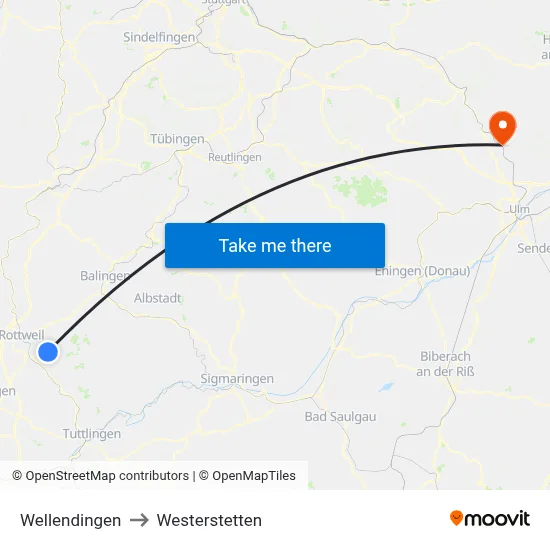 Wellendingen to Westerstetten map