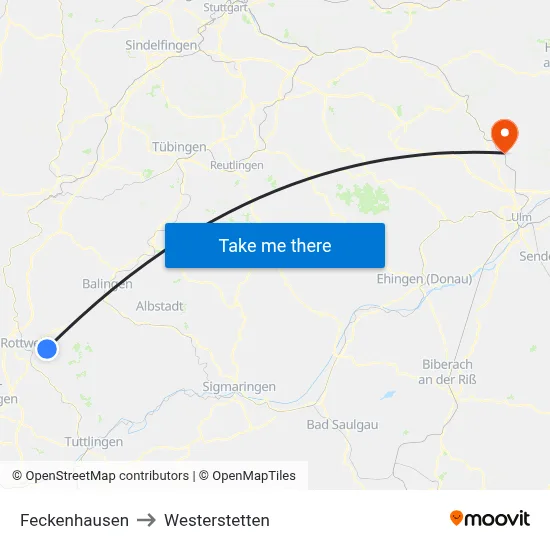 Feckenhausen to Westerstetten map