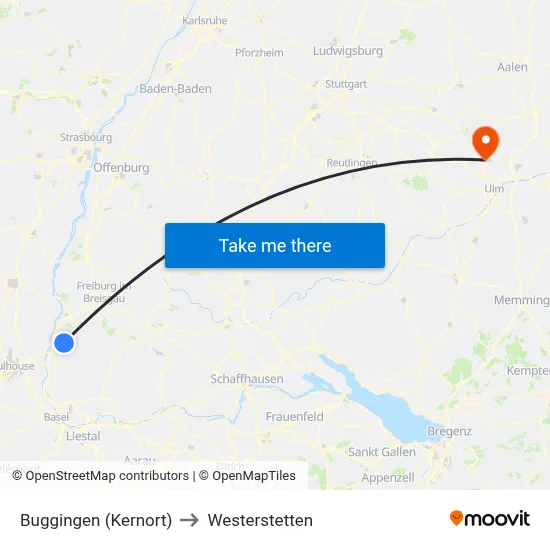 Buggingen (Kernort) to Westerstetten map