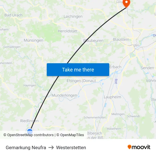 Gemarkung Neufra to Westerstetten map