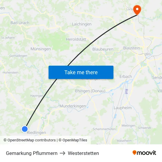 Gemarkung Pflummern to Westerstetten map