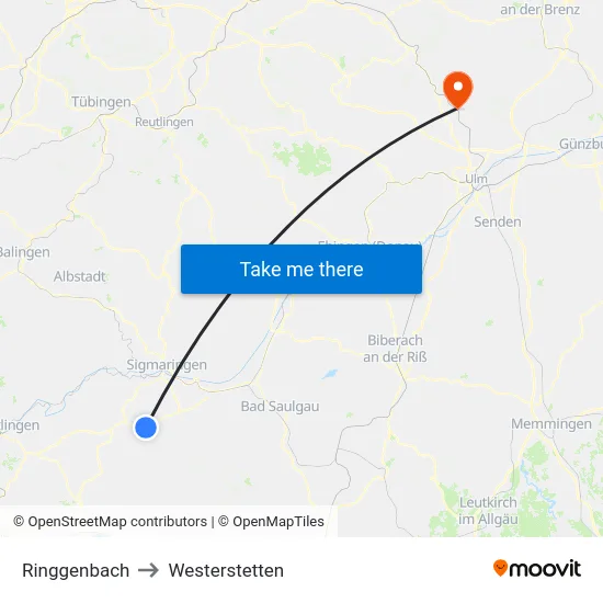 Ringgenbach to Westerstetten map