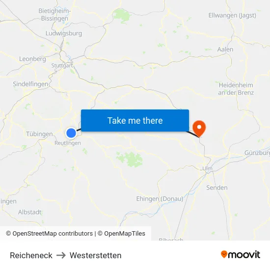 Reicheneck to Westerstetten map