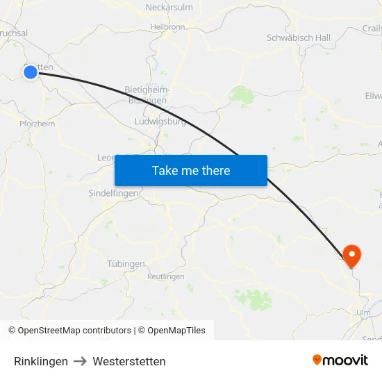 Rinklingen to Westerstetten map