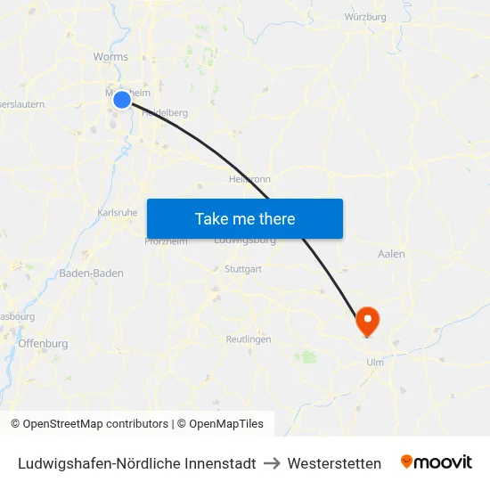 Ludwigshafen-Nördliche Innenstadt to Westerstetten map