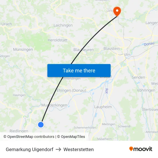 Gemarkung Uigendorf to Westerstetten map