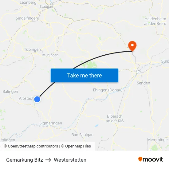 Gemarkung Bitz to Westerstetten map