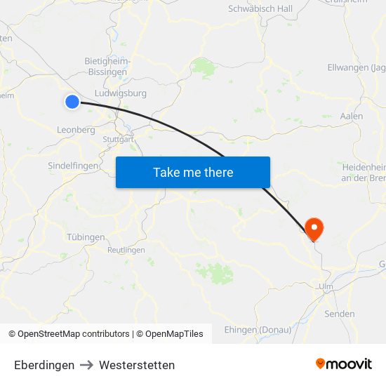 Eberdingen to Westerstetten map