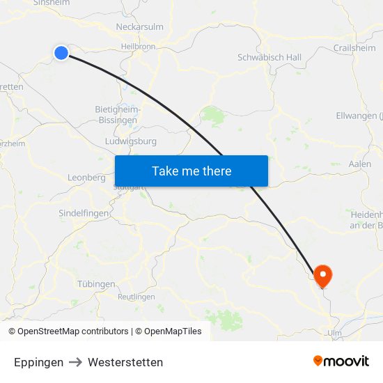 Eppingen to Westerstetten map