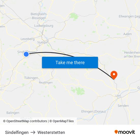 Sindelfingen to Westerstetten map