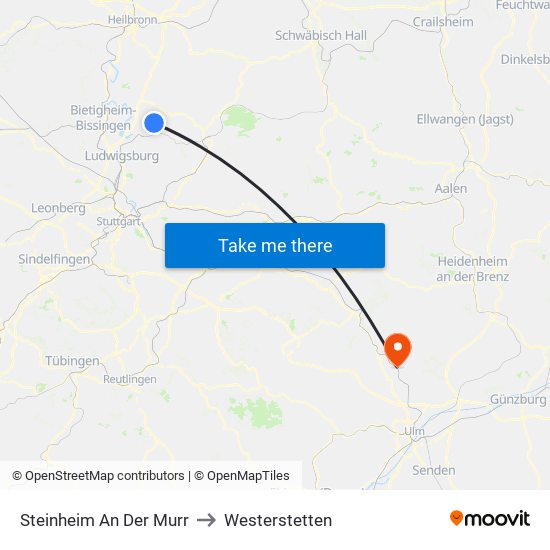 Steinheim An Der Murr to Westerstetten map