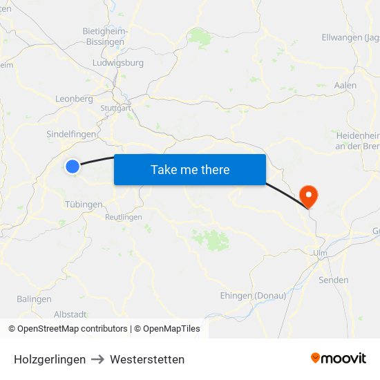 Holzgerlingen to Westerstetten map