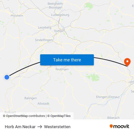 Horb Am Neckar to Westerstetten map