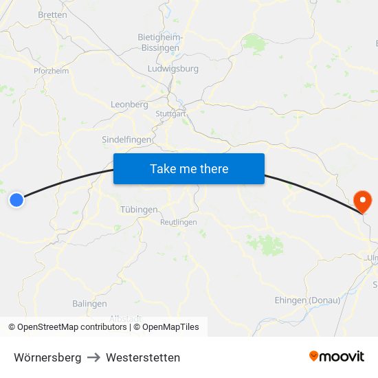 Wörnersberg to Westerstetten map