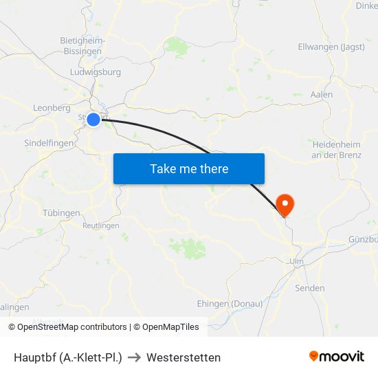 Hauptbf (A.-Klett-Pl.) to Westerstetten map