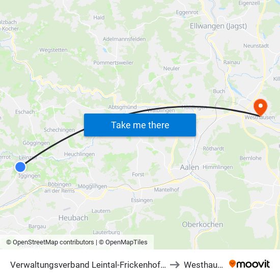 Verwaltungsverband Leintal-Frickenhofer Höhe to Westhausen map