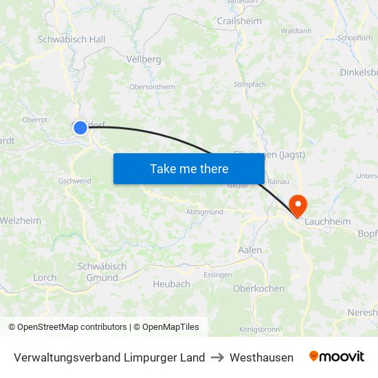 Verwaltungsverband Limpurger Land to Westhausen map