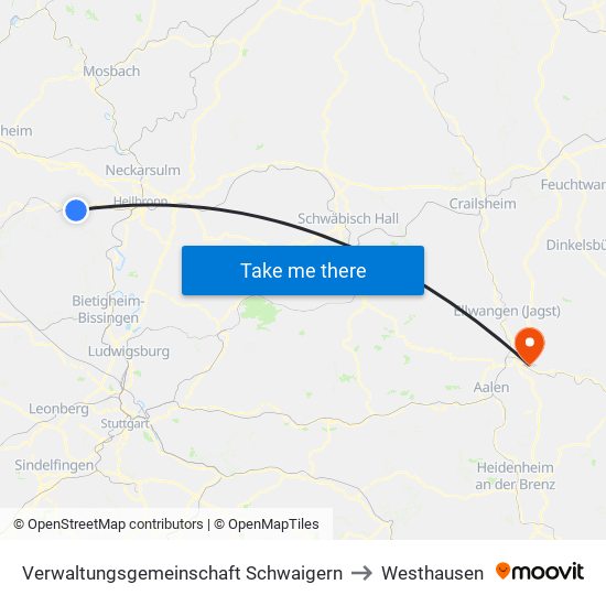 Verwaltungsgemeinschaft Schwaigern to Westhausen map