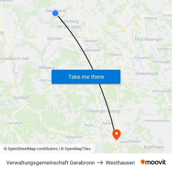Verwaltungsgemeinschaft Gerabronn to Westhausen map