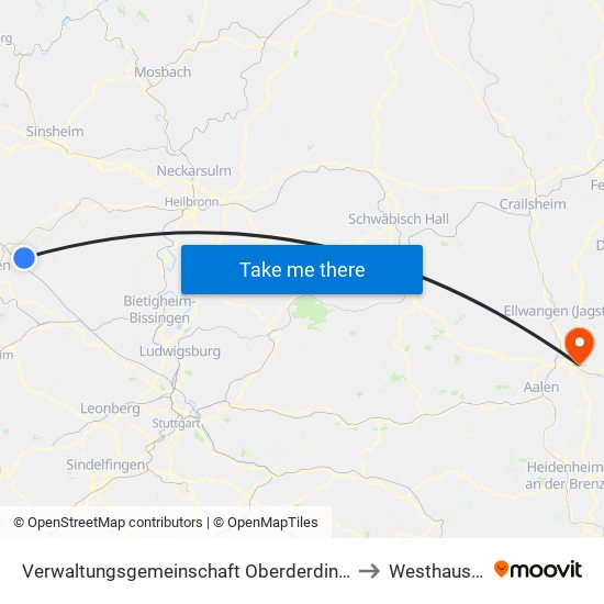 Verwaltungsgemeinschaft Oberderdingen to Westhausen map
