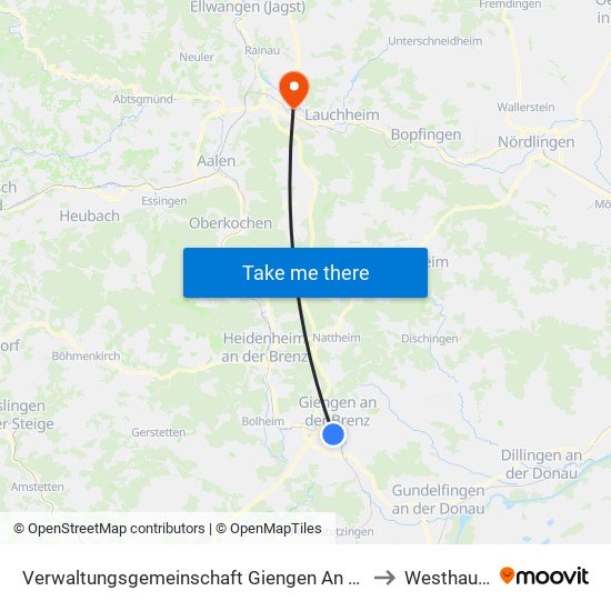 Verwaltungsgemeinschaft Giengen An Der Brenz to Westhausen map
