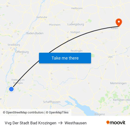 Vvg Der Stadt Bad Krozingen to Westhausen map