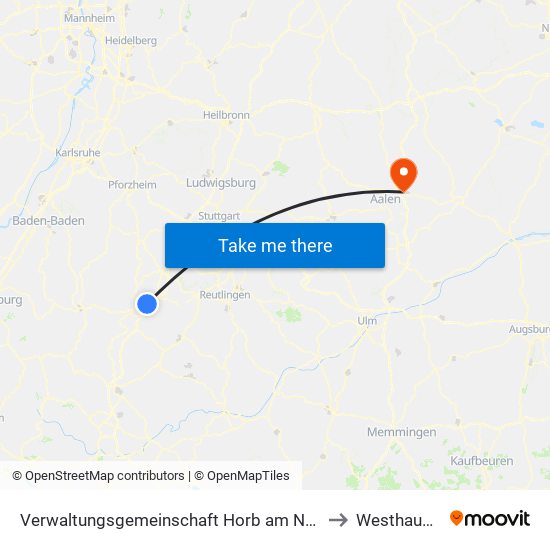 Verwaltungsgemeinschaft Horb am Neckar to Westhausen map
