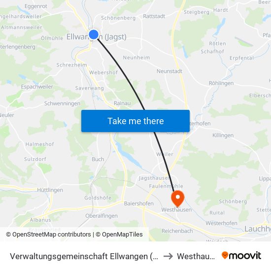 Verwaltungsgemeinschaft Ellwangen (Jagst) to Westhausen map