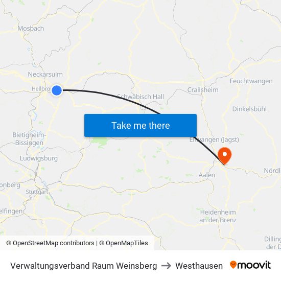 Verwaltungsverband Raum Weinsberg to Westhausen map