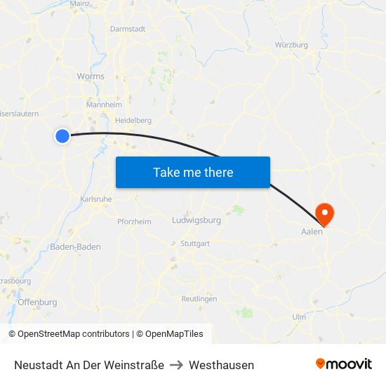 Neustadt An Der Weinstraße to Westhausen map