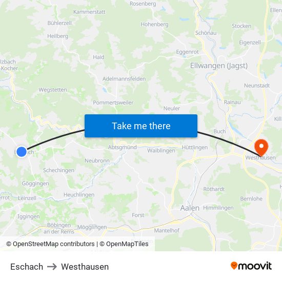 Eschach to Westhausen map