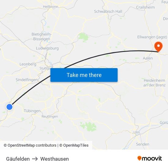 Gäufelden to Westhausen map