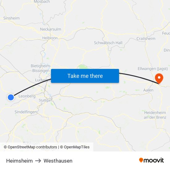 Heimsheim to Westhausen map