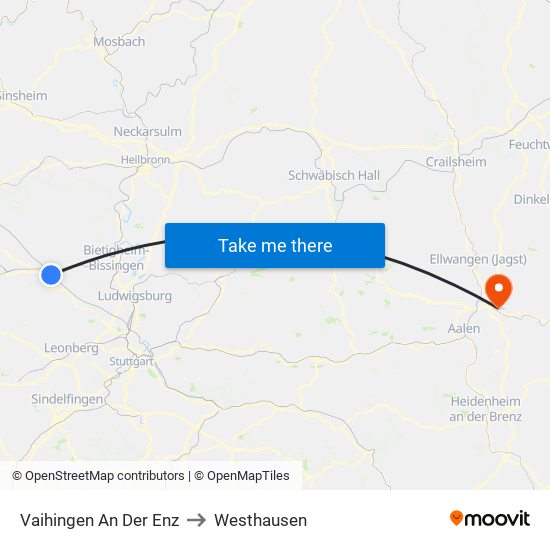 Vaihingen An Der Enz to Westhausen map