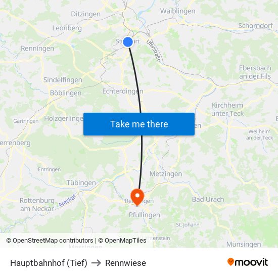 Hauptbahnhof (Tief) to Rennwiese map