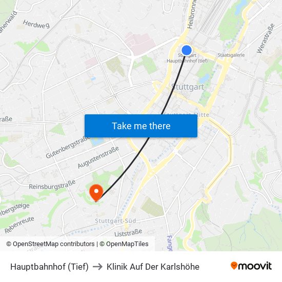 Hauptbahnhof (Tief) to Klinik Auf Der Karlshöhe map