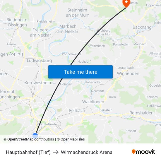 Hauptbahnhof (Tief) to Wirmachendruck Arena map