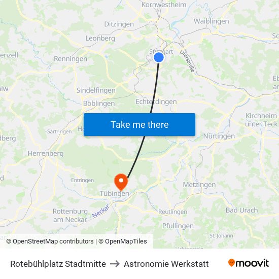 Rotebühlplatz Stadtmitte to Astronomie Werkstatt map
