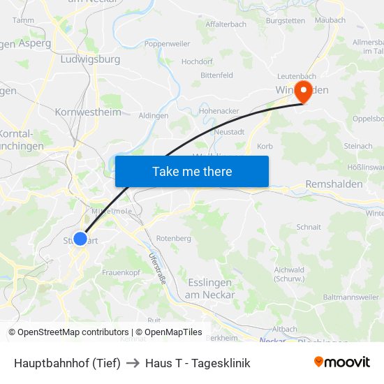 Hauptbahnhof (Tief) to Haus T - Tagesklinik map