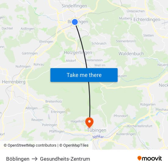 Böblingen to Gesundheits-Zentrum map