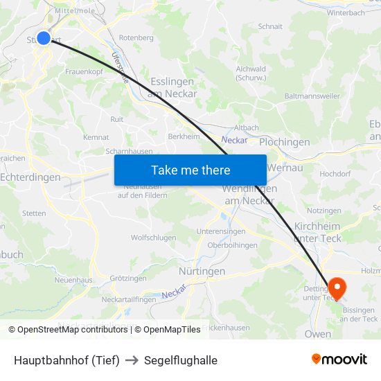 Hauptbahnhof (Tief) to Segelflughalle map
