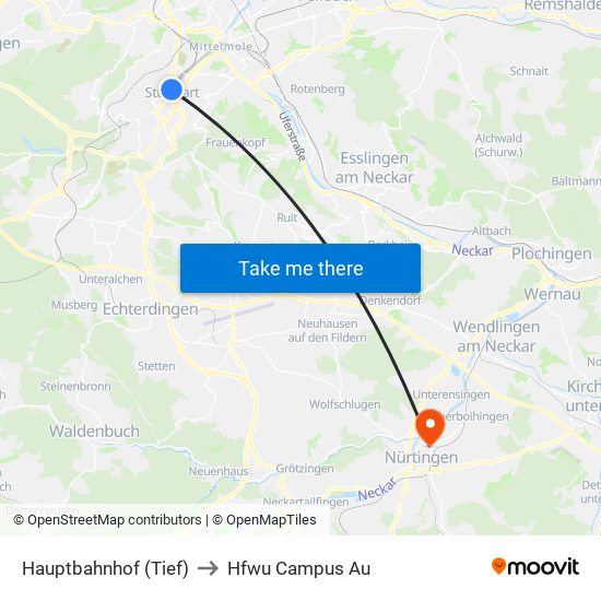 Hauptbahnhof (Tief) to Hfwu Campus Au map