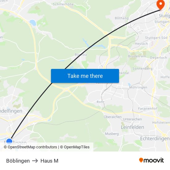 Böblingen to Haus M map