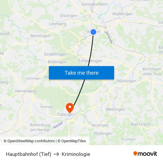 Hauptbahnhof (Tief) to Kriminologie map
