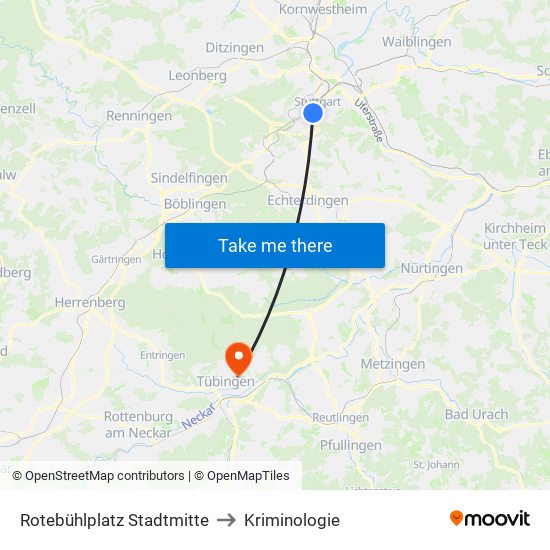 Rotebühlplatz Stadtmitte to Kriminologie map